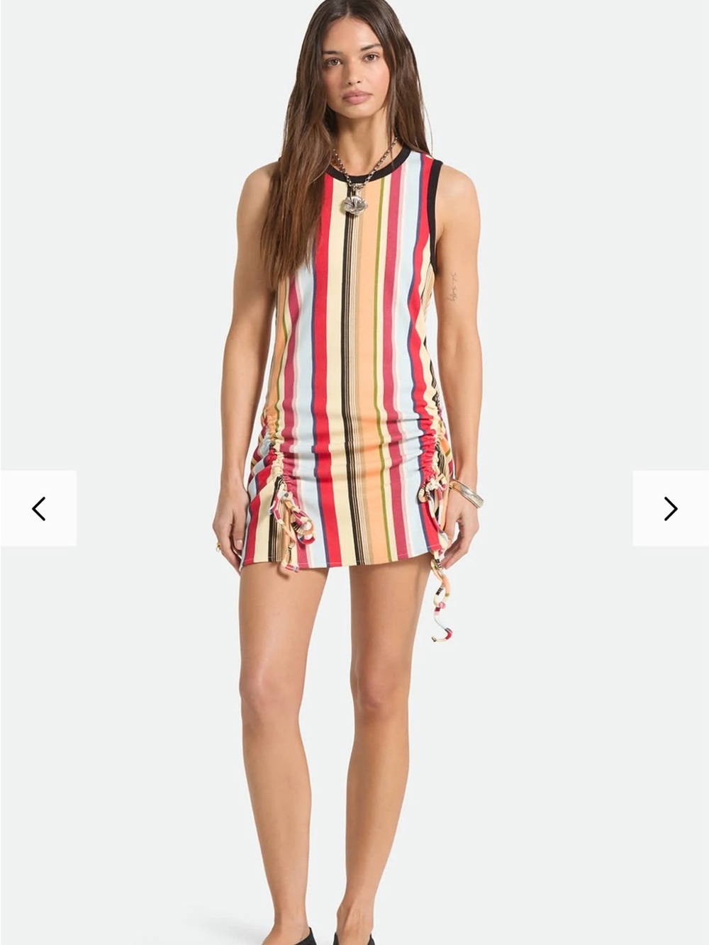 Brixton Multi-Stripe Sleeveless Ruched Mini Dress